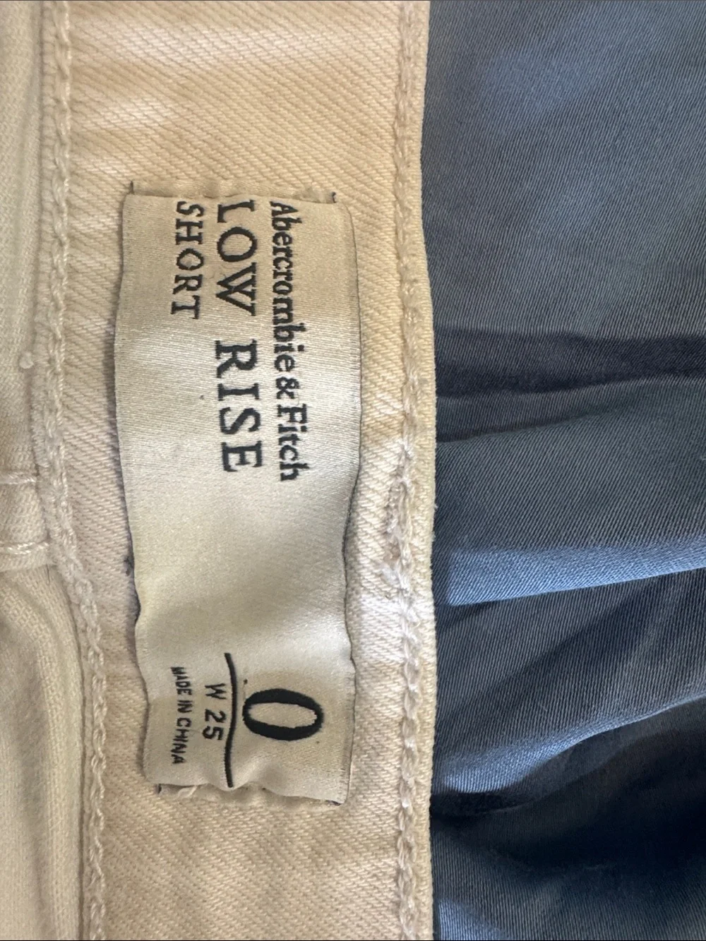 Abercrombie & Fitch Cream Frayed Denim Shorts